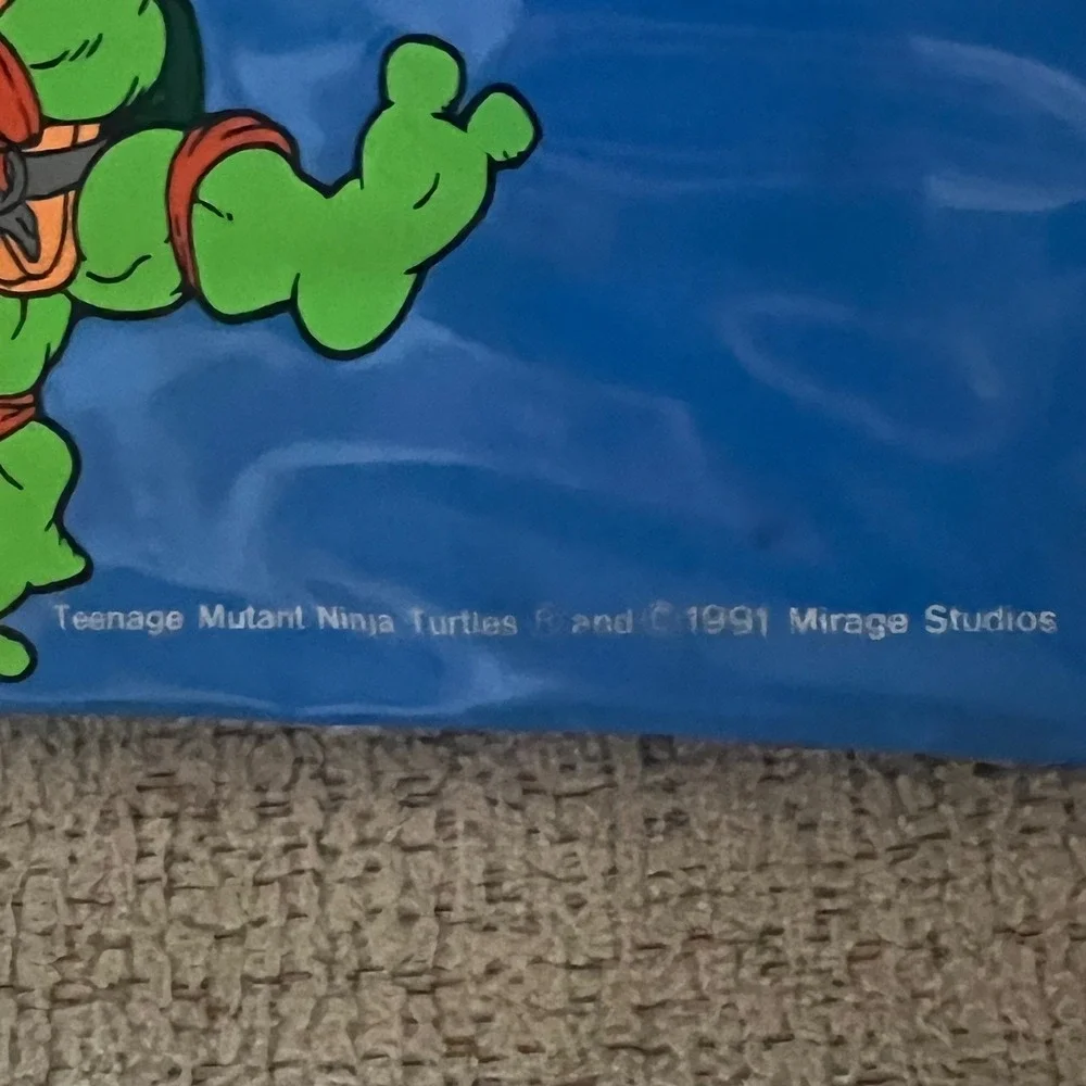 1991 TMNT Pencil Case & Ruler Teenage Mutant Ninja Turtles Vinyl Pouch Zipper